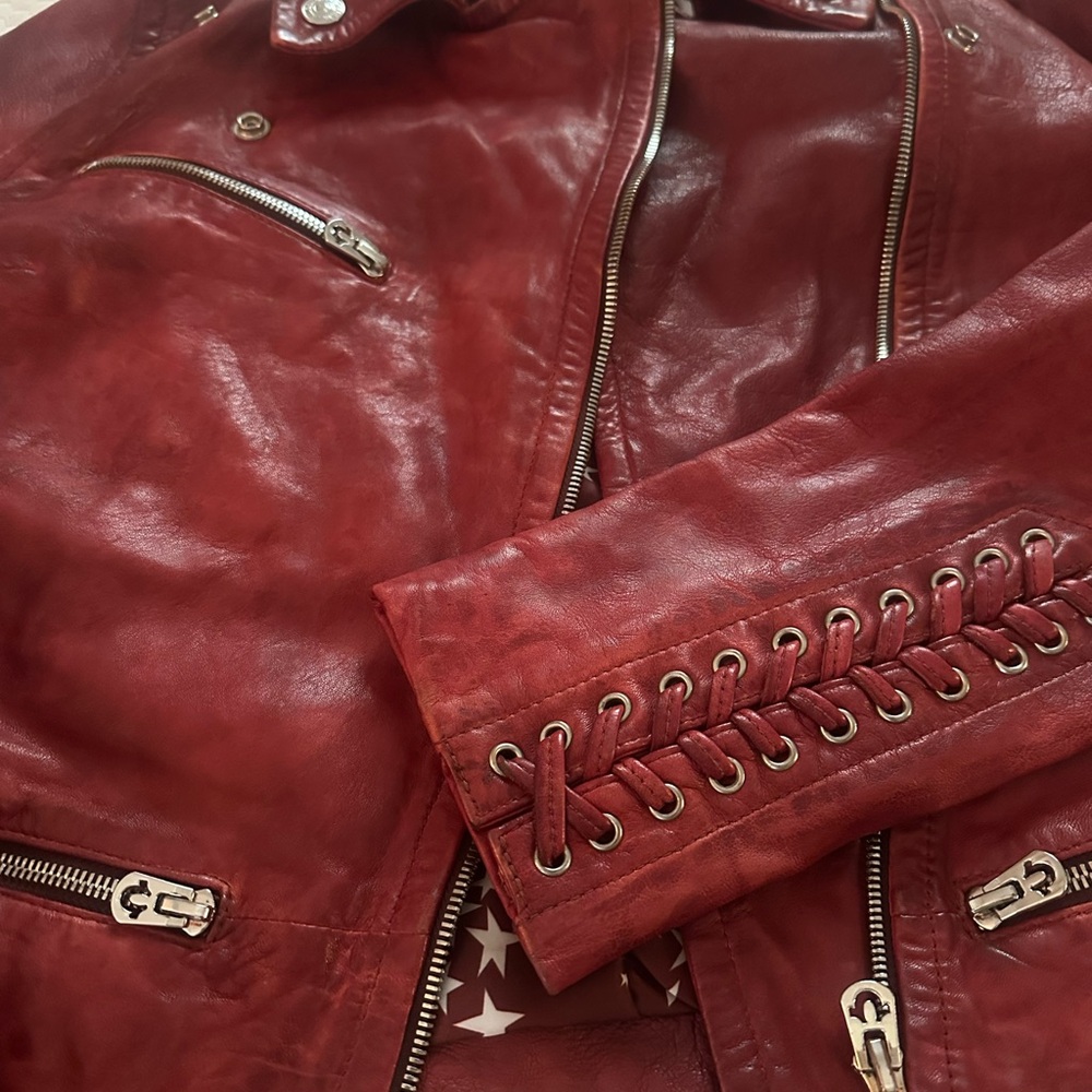 True Religion Red Leather Jacket - Picture 9 of 11